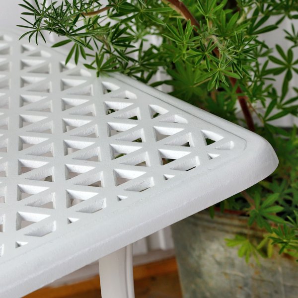 White claire aluminium garden side table 2