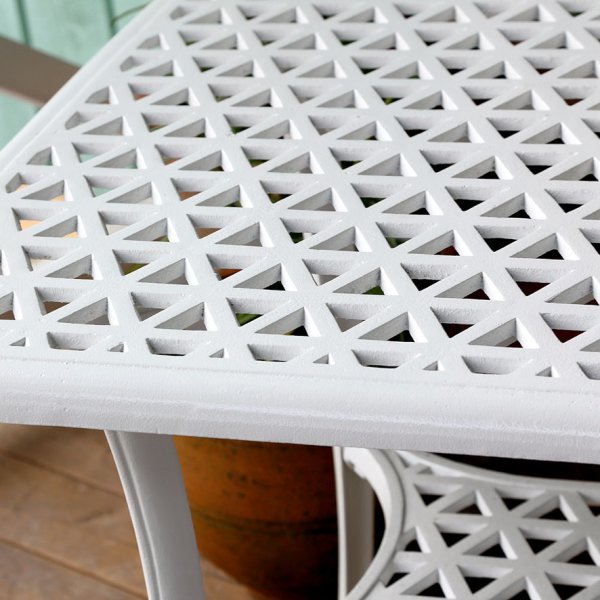 White claire aluminium garden side table 1