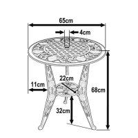 Anteprima: ROSE Tavolino da bistrot - Bronzo antico (2 sedie)